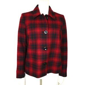 WOMEN'S RED & BLACK PLAID BLAZER JACKET - KIM ROGERS - SIZE 6P